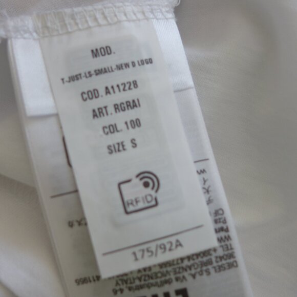 Diesel Long Sleeve White New D-LOGO 100% Cotton Size S T-Shirt *New with Tags* - Picture 11 of 12